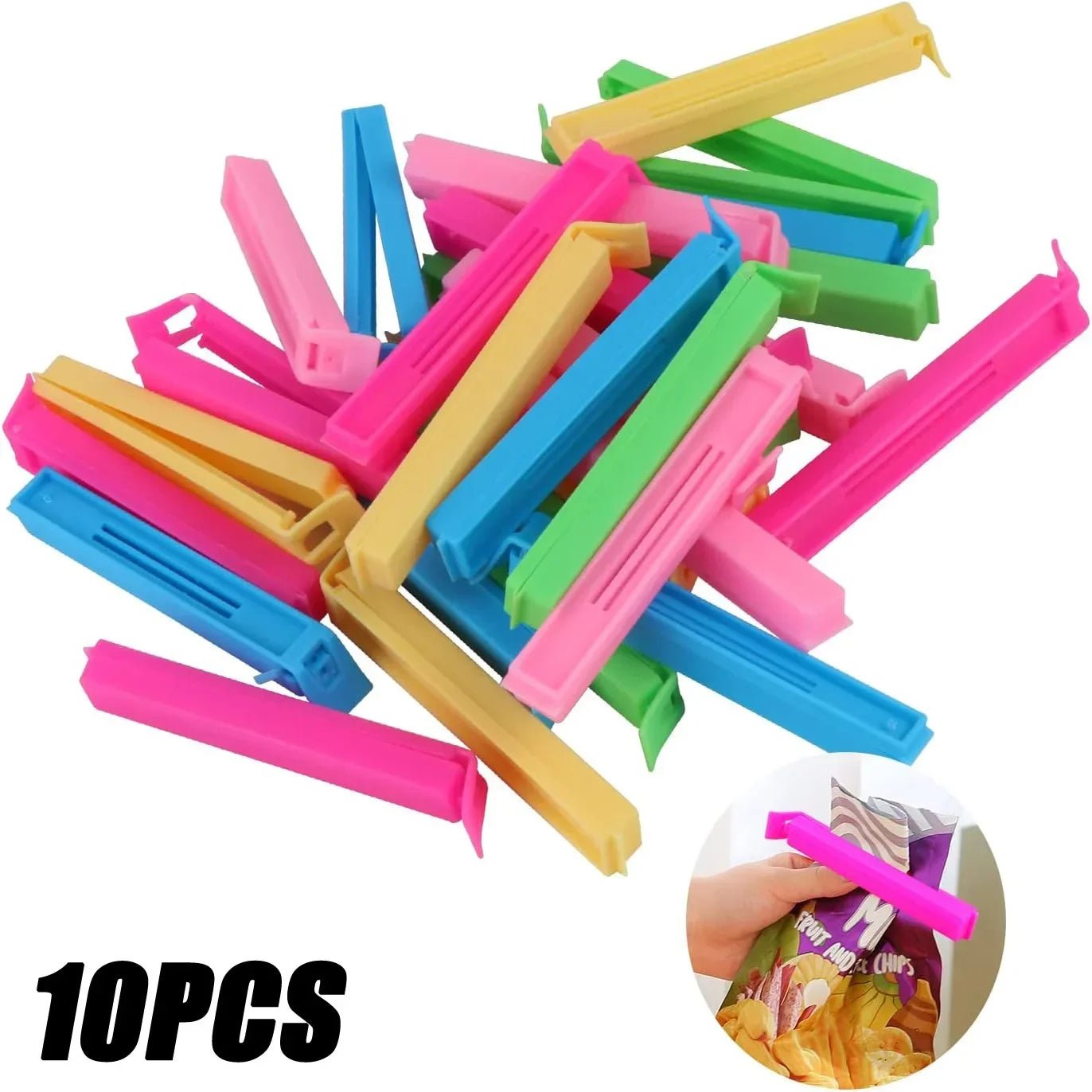 5Pcs Plastic Bag Clips Sealer Clamp Color Coded Reusable Kitchen Storage Durable