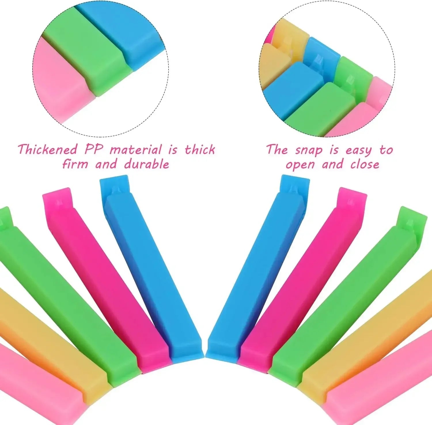5Pcs Plastic Bag Clips Sealer Clamp Color Coded Reusable Kitchen Storage Durable
