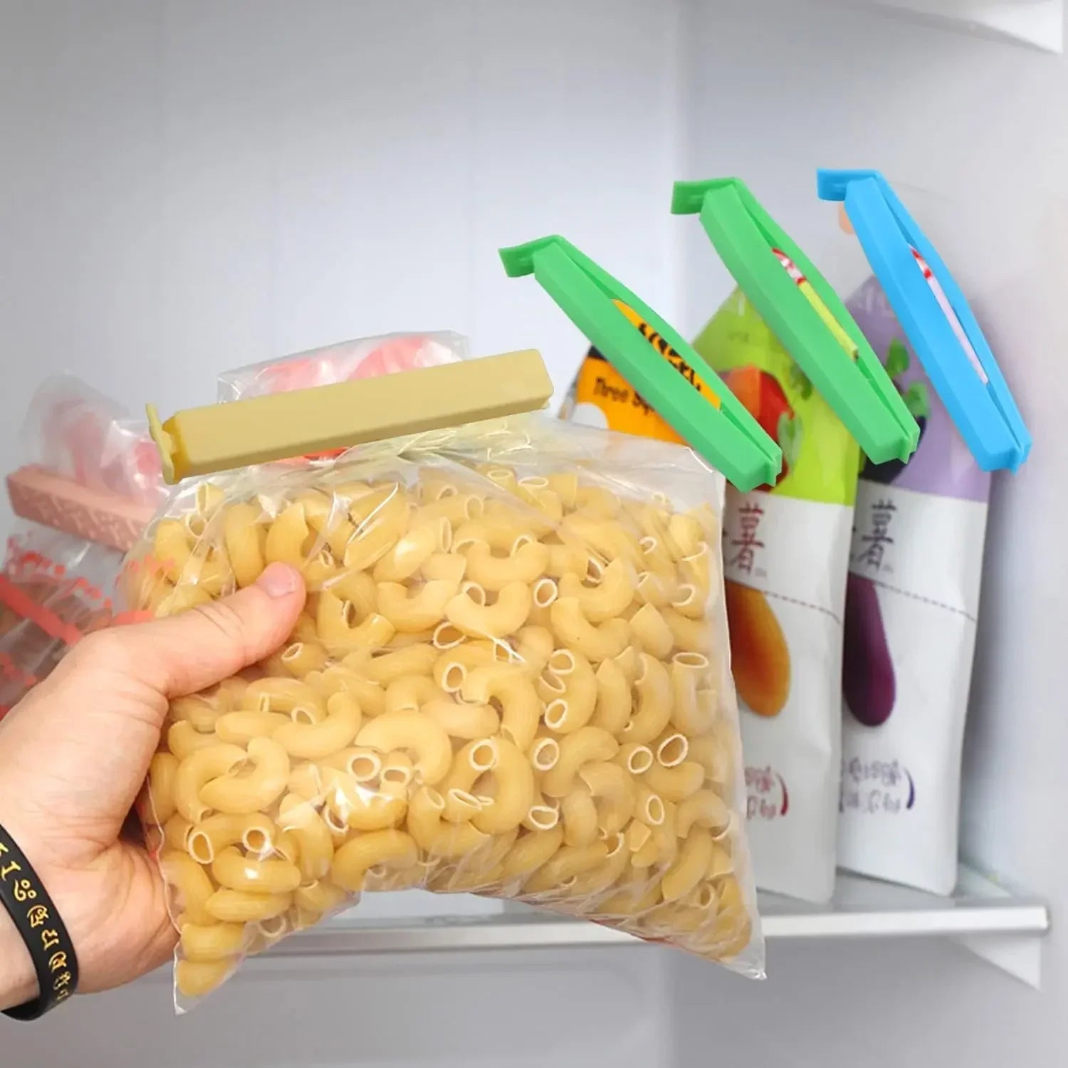 5Pcs Plastic Bag Clips Sealer Clamp Color Coded Reusable Kitchen Storage Durable