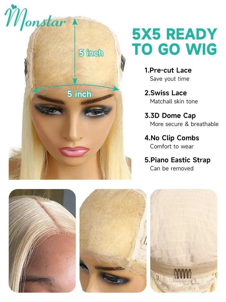 613 Blonde Bob Lace Front Wig Human Hair Brazilian