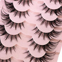 7 Pairs of Wispy Mink Eyelashes - Cat Eye Multi-Pack Set