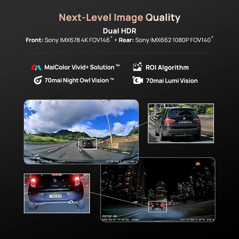 70mai A810S 4K Dash Cam HDR 4G LTE WiFi 6 GPS ADAS Safety Features Voice Control