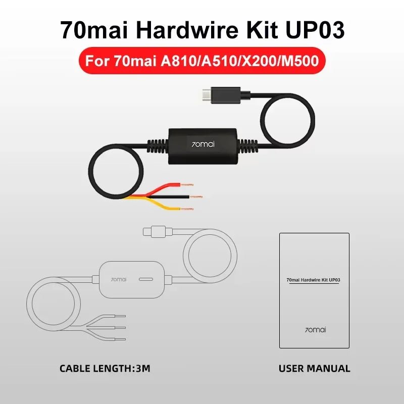 70mai UP03 Hardwire Kit 24H Parking Surveillance For A510 A810 X200 M500 Pro Max