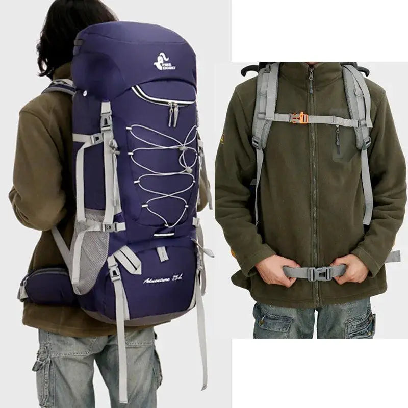 75L Waterproof Hiking Backpack With Rain Cover For Camping
