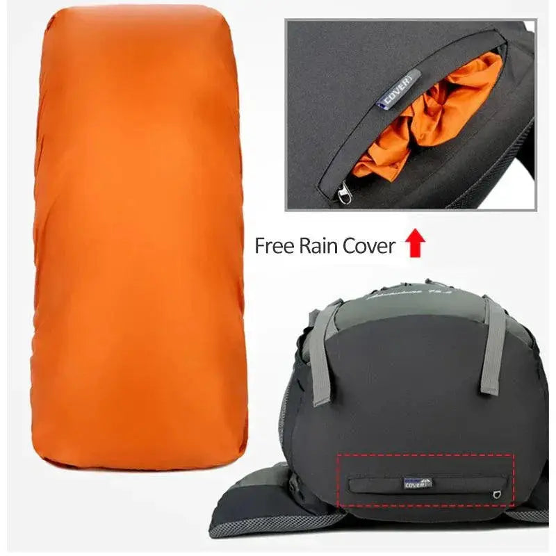 75L Waterproof Hiking Backpack With Rain Cover For Camping
