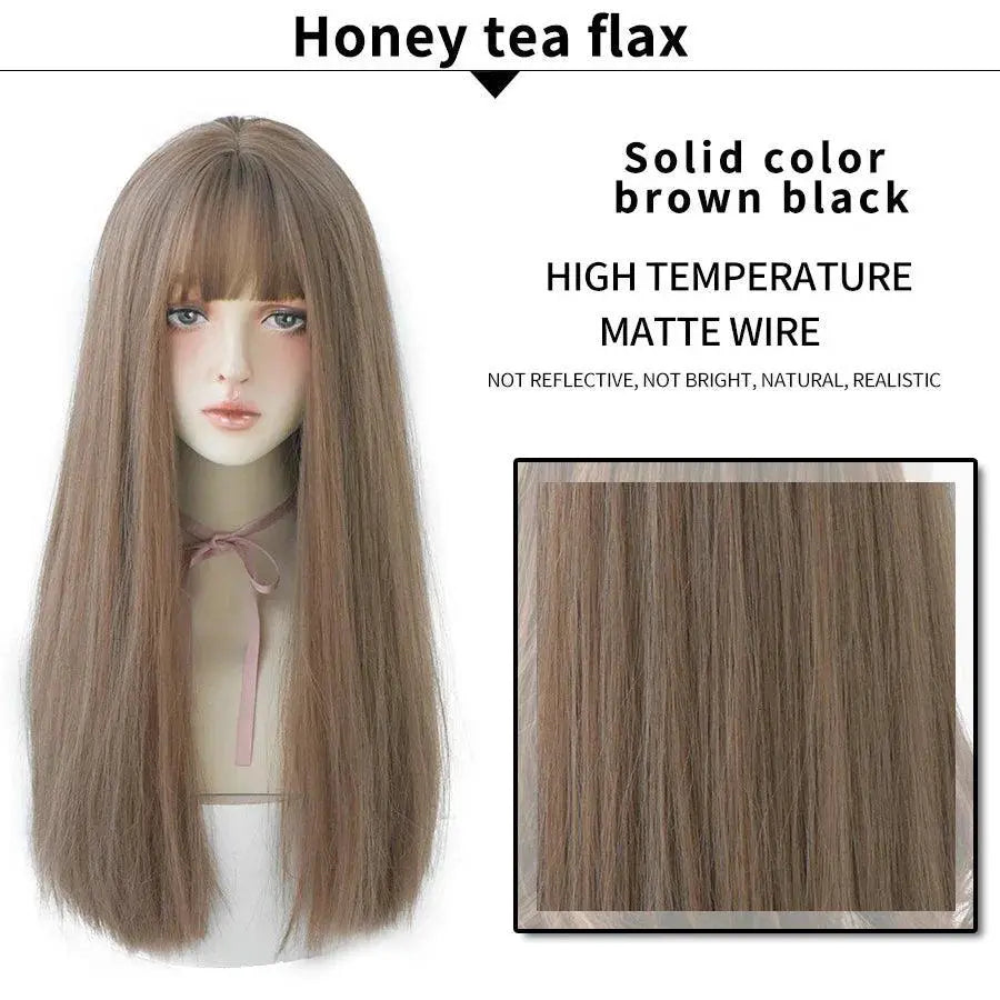 7JHHWIGS Light Brown Straight Wig Heat Resistant For Women