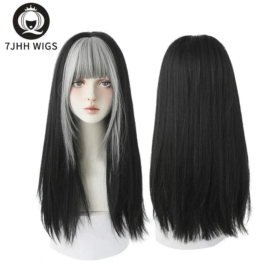 7JHHWIGS Light Brown Straight Wig Heat Resistant For Women