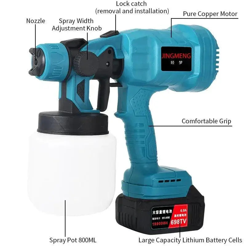 800ML Cordless Electric Paint Sprayer 21V Tool Portable