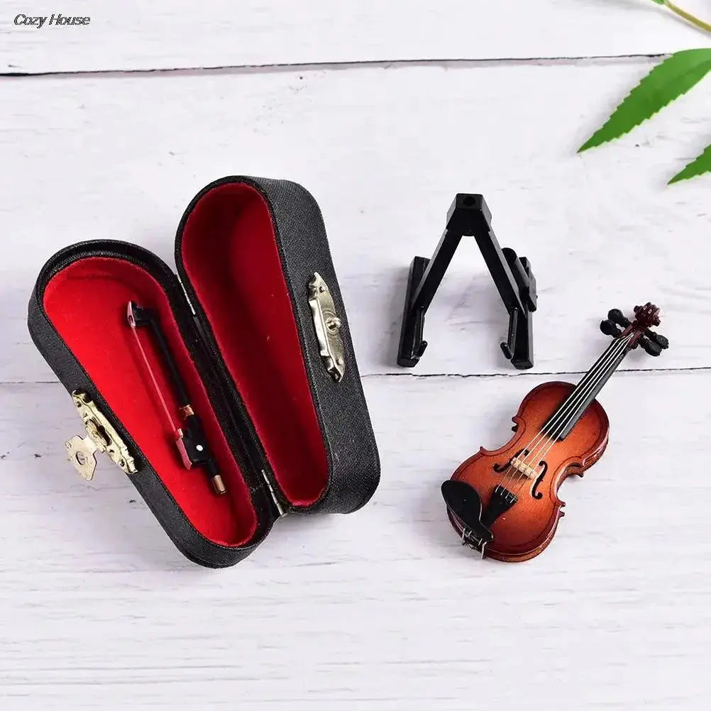 8cm Mini Violin Ornament Wooden Gift for Music Lovers