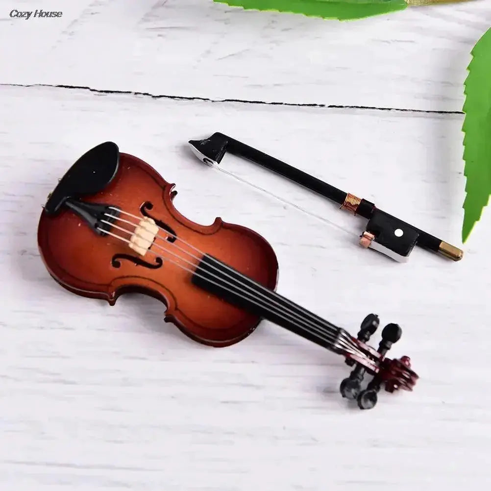 8cm Mini Violin Ornament Wooden Gift for Music Lovers