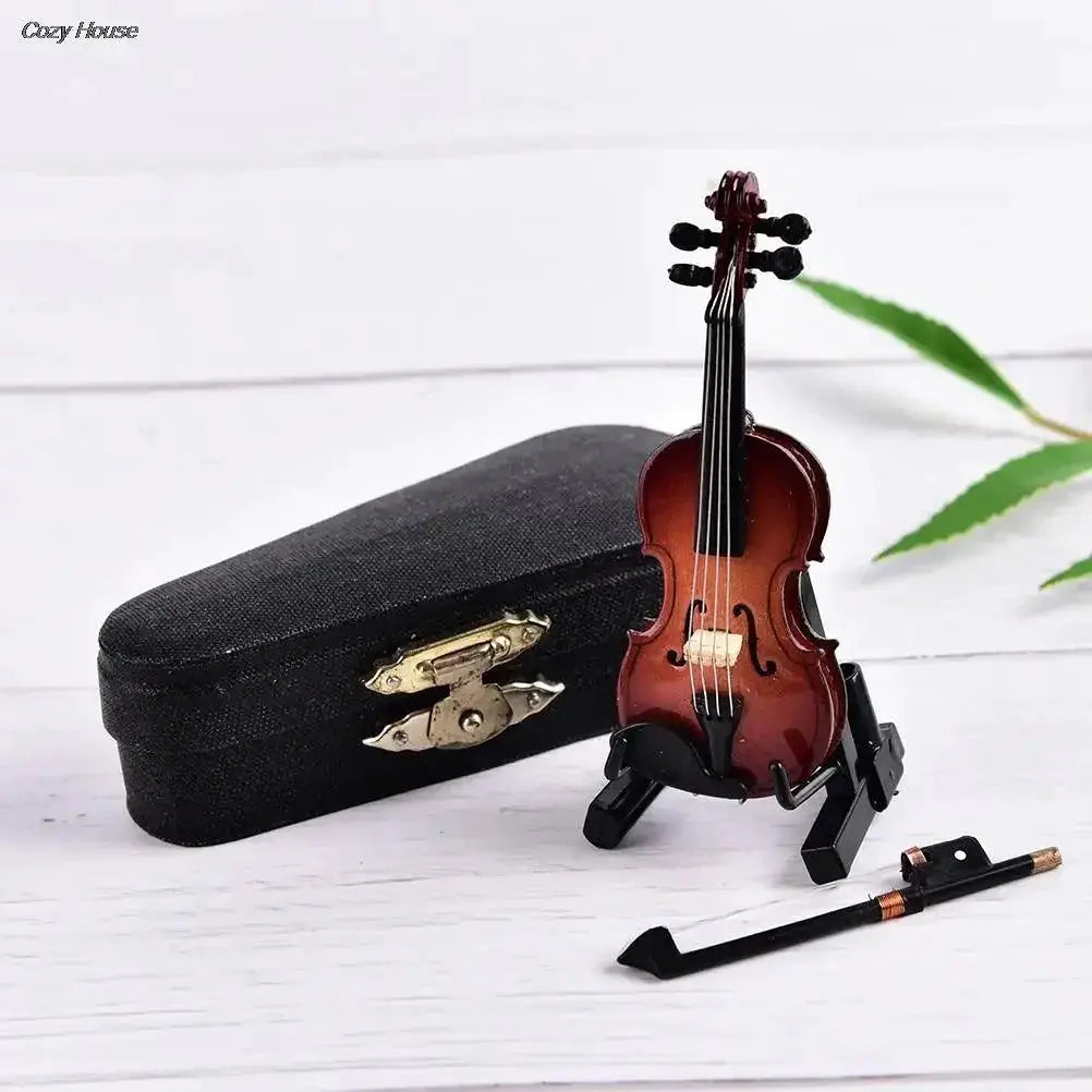 8cm Mini Violin Ornament Wooden Gift for Music Lovers