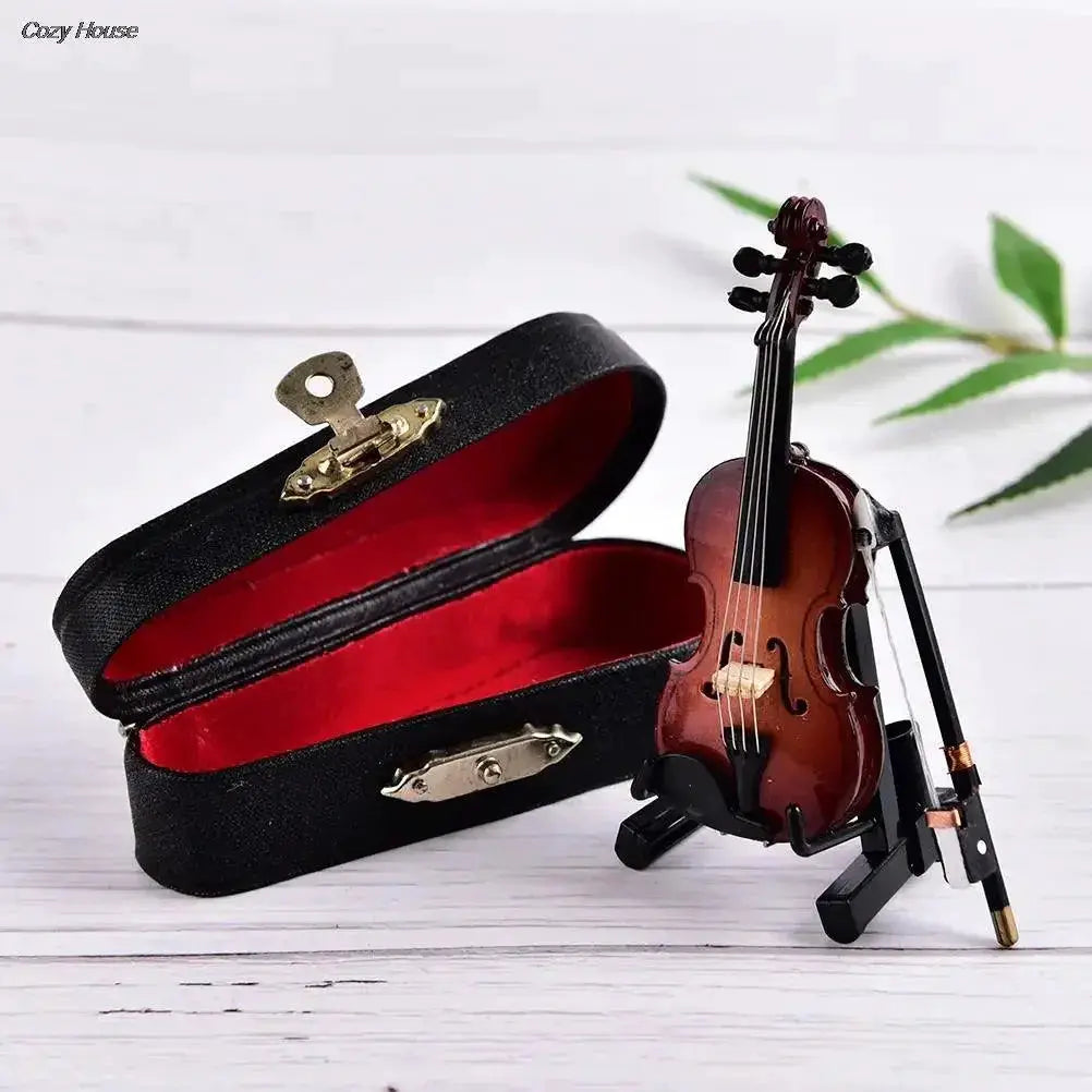 8cm Mini Violin Ornament Wooden Gift for Music Lovers