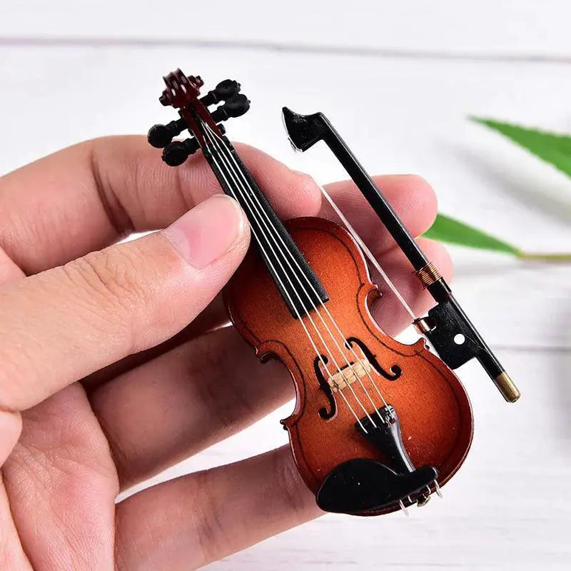 8cm Mini Violin Ornament Wooden Gift for Music Lovers