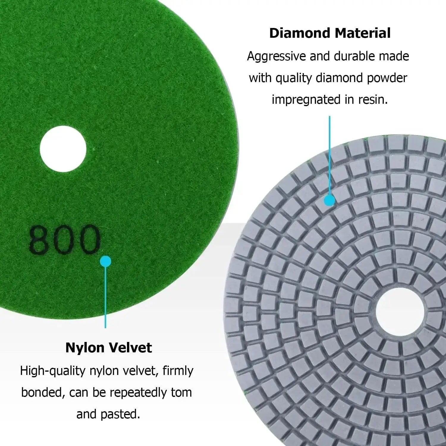 8Pcs Diamond Polishing Pads Kit 5 Inch Wet Dry M14