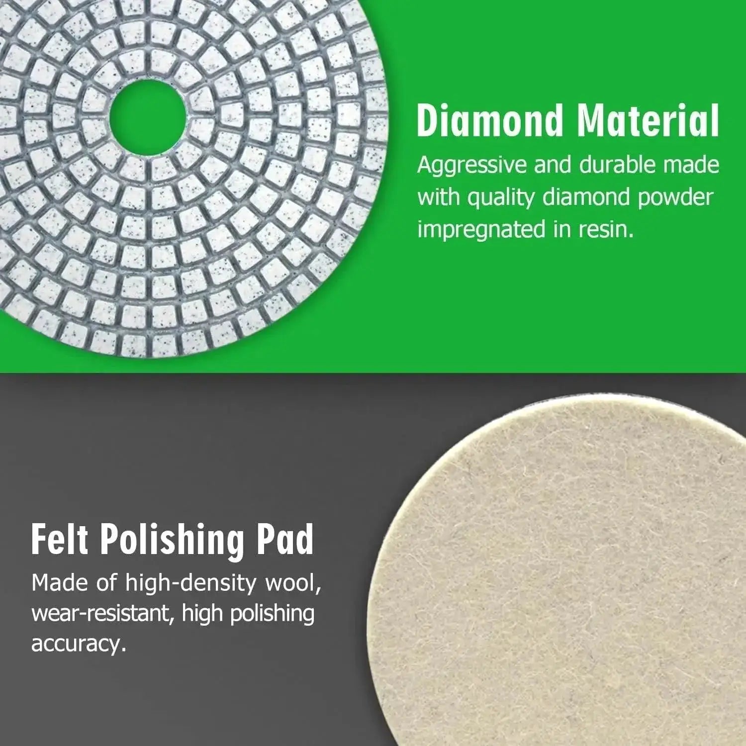 8Pcs Diamond Polishing Pads Kit 5 Inch Wet Dry M14