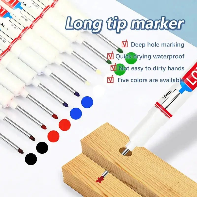 8Pcs Set 20mm Deep Hole Long Nib Markers For Metal Perforating Pen DIY Projects