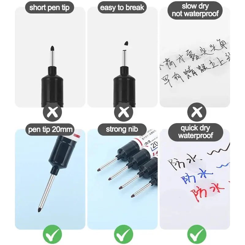 8Pcs Set 20mm Deep Hole Long Nib Markers For Metal Perforating Pen DIY Projects