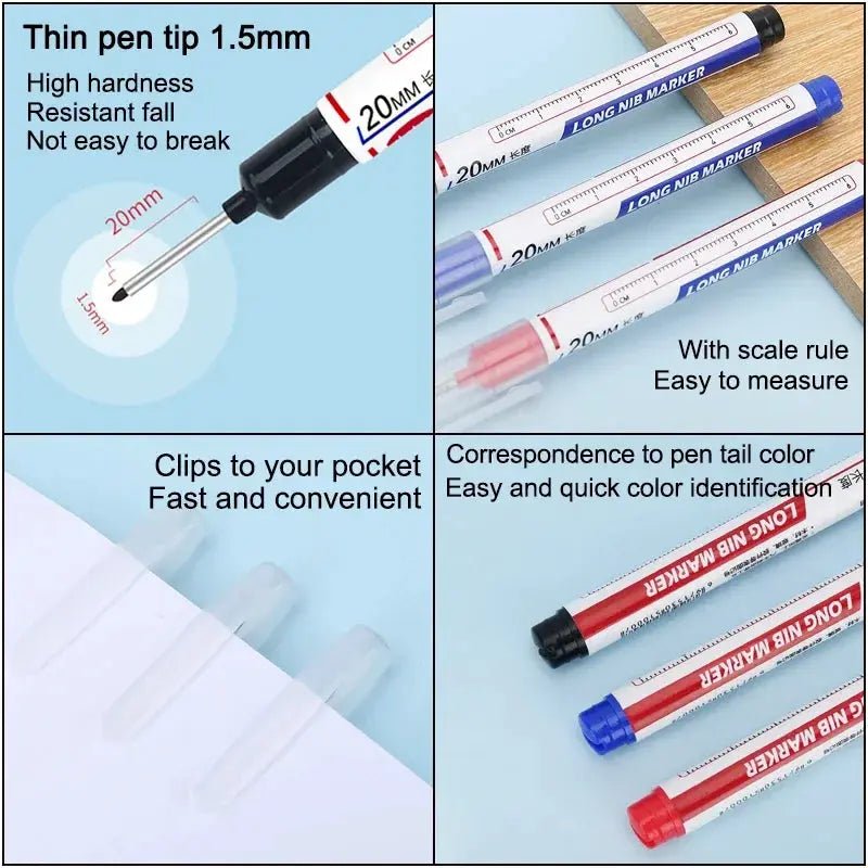 8Pcs Set 20mm Deep Hole Long Nib Markers For Metal Perforating Pen DIY Projects