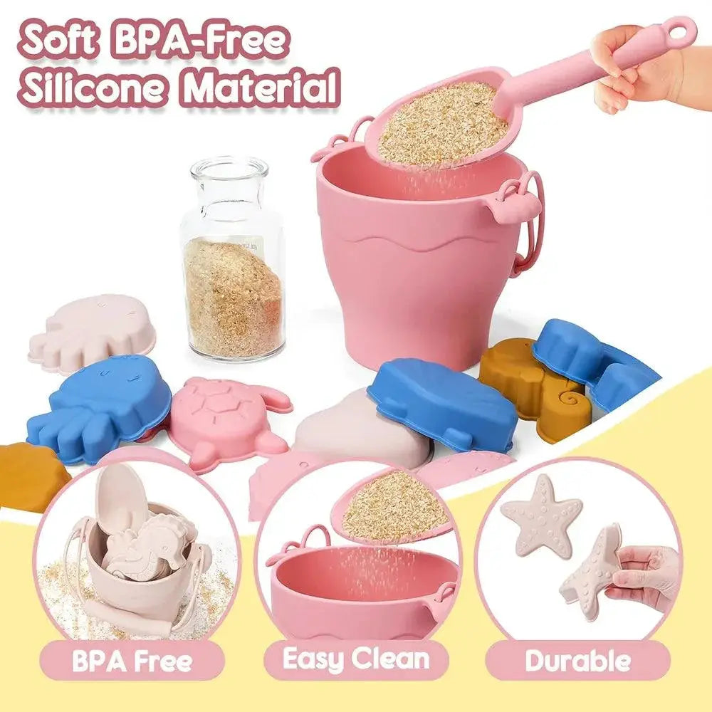 8 Piece Beach Toys Set Eco Friendly Silicone BPA Free Fun