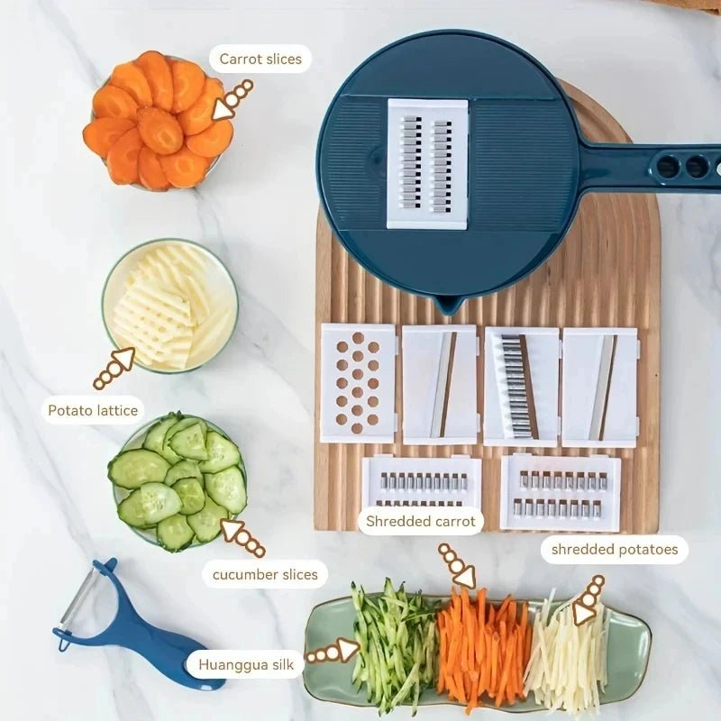 9 In 1 Veg Cutter 7 Blade Multi Tool Grater Slicer Kitchen Gadget For Home Prime