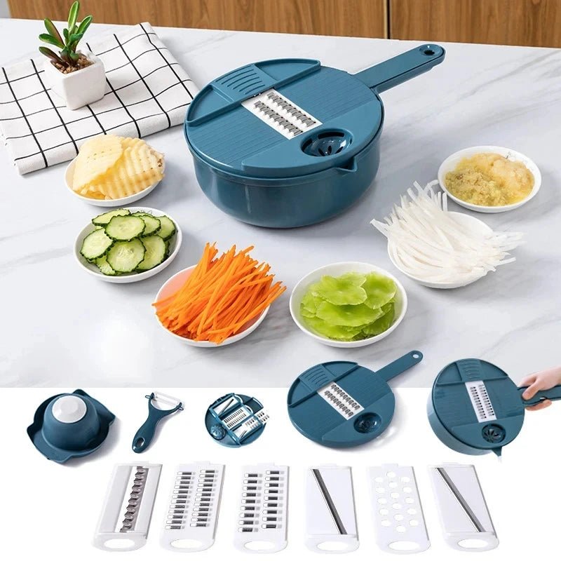 9 In 1 Veg Cutter 7 Blade Multi Tool Grater Slicer Kitchen Gadget For Home Prime