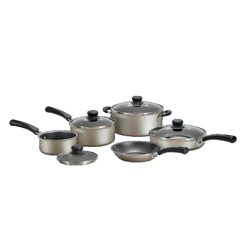 9 Piece Non Stick Cookware Set With Glass Lids For Cooking