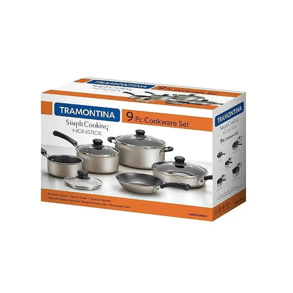 9 Piece Non Stick Cookware Set With Glass Lids For Cooking
