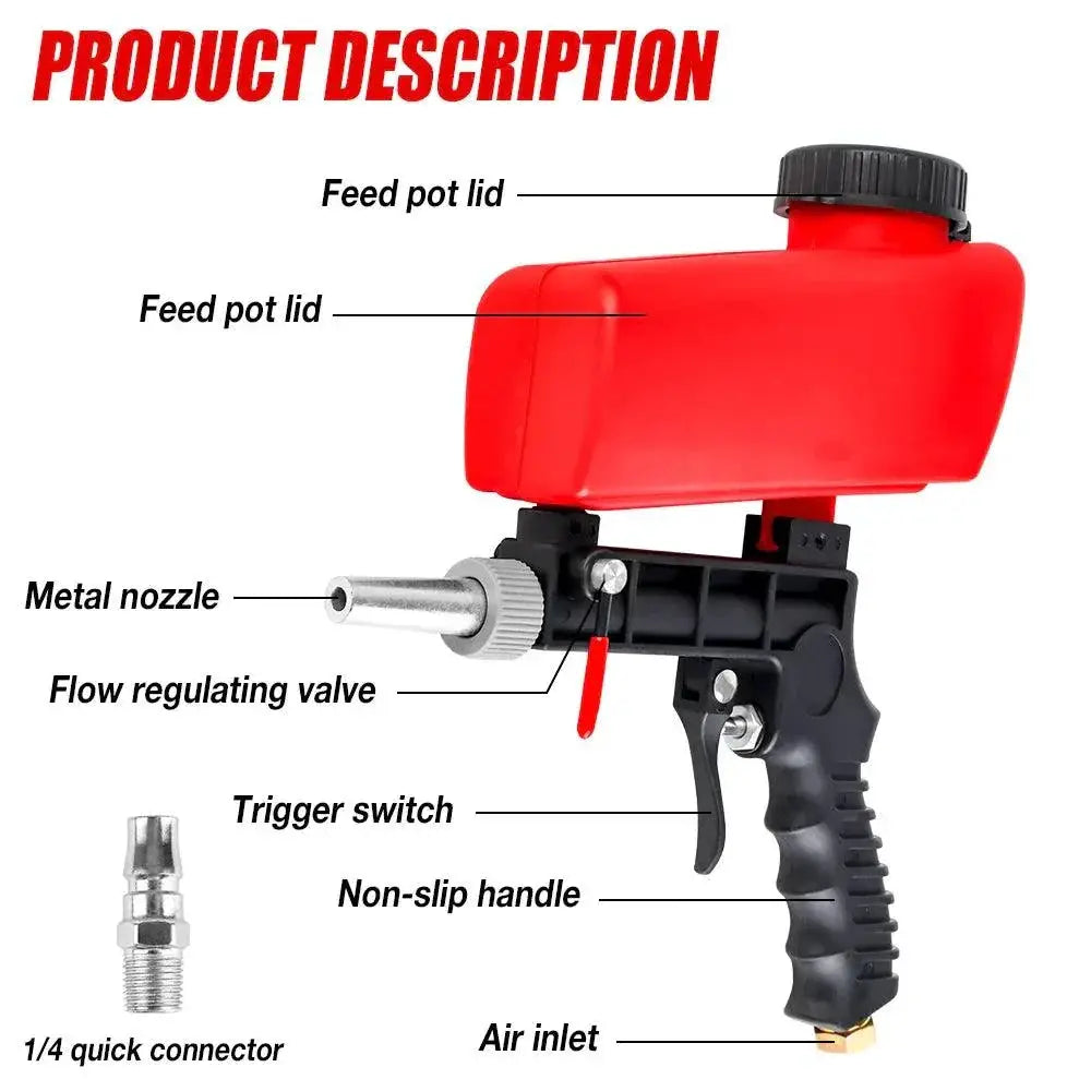 90 Psi Adjustable Pneumatic Sandblasting Gun Portable Tool