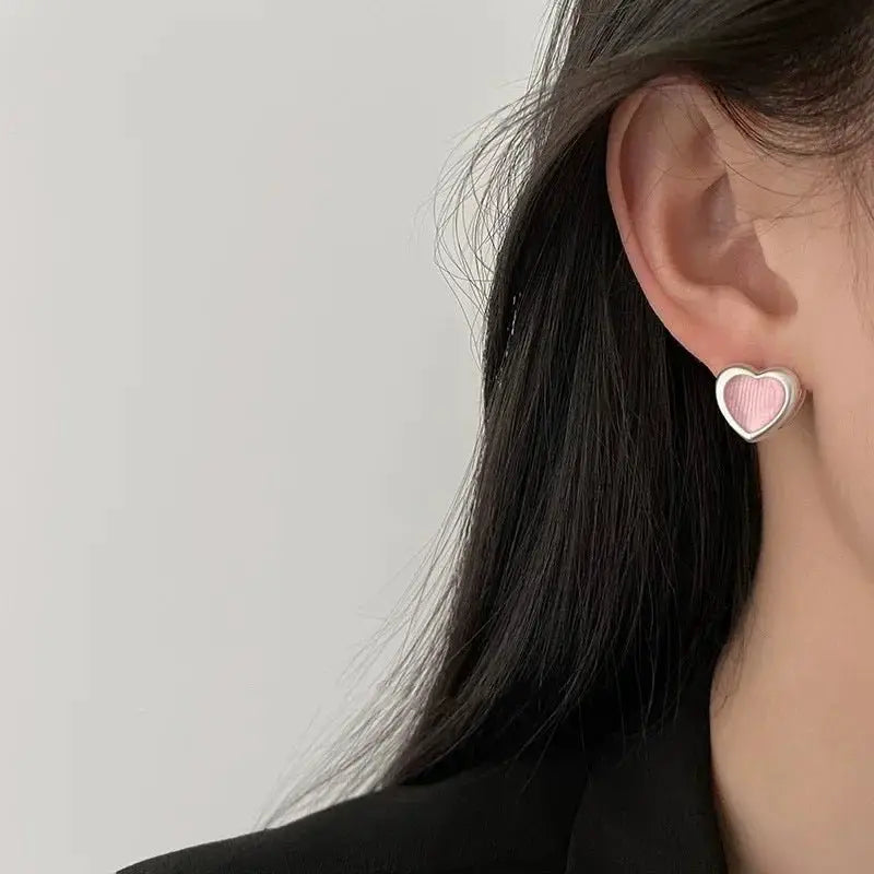 925 Sterling Silver Heart Hoop Earrings Women Minimalist