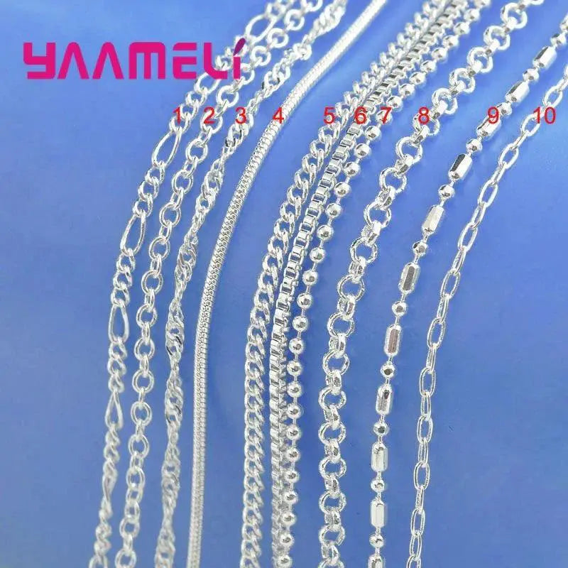 Sterling Silver 925 Link Chain Necklace with Lobster Clasp