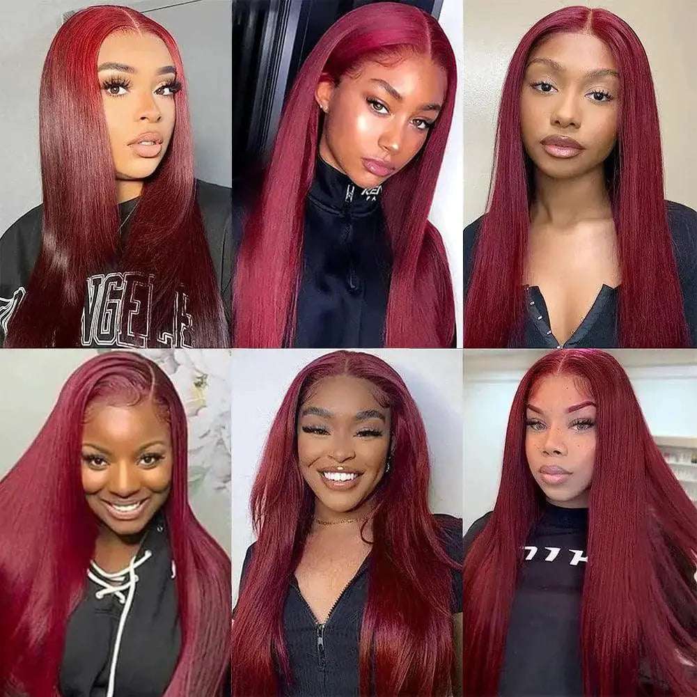 99J Burgundy Lace Front Human Hair Wig For Glamorous Look