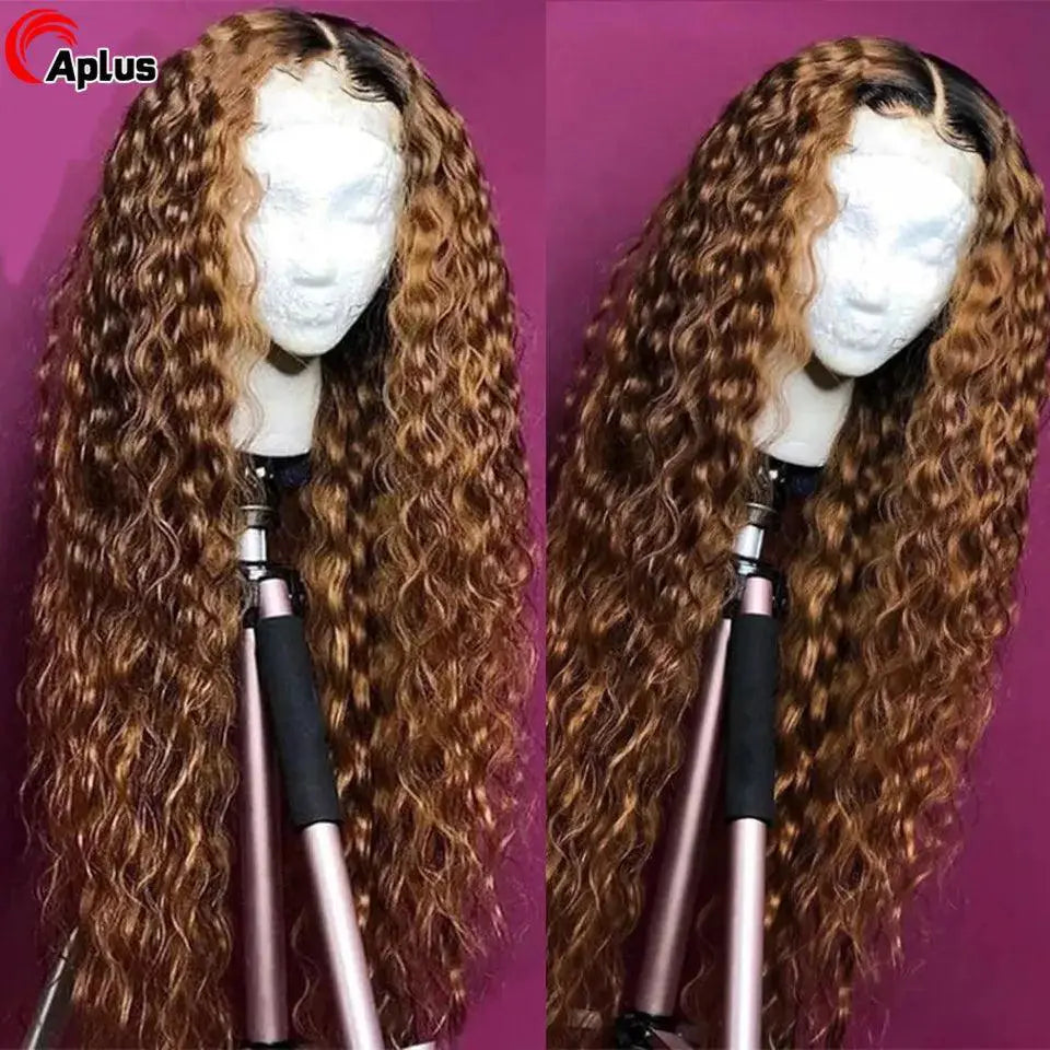 99J Burgundy Ombre Deep Wave Lace Front Remy Human Hair Wig