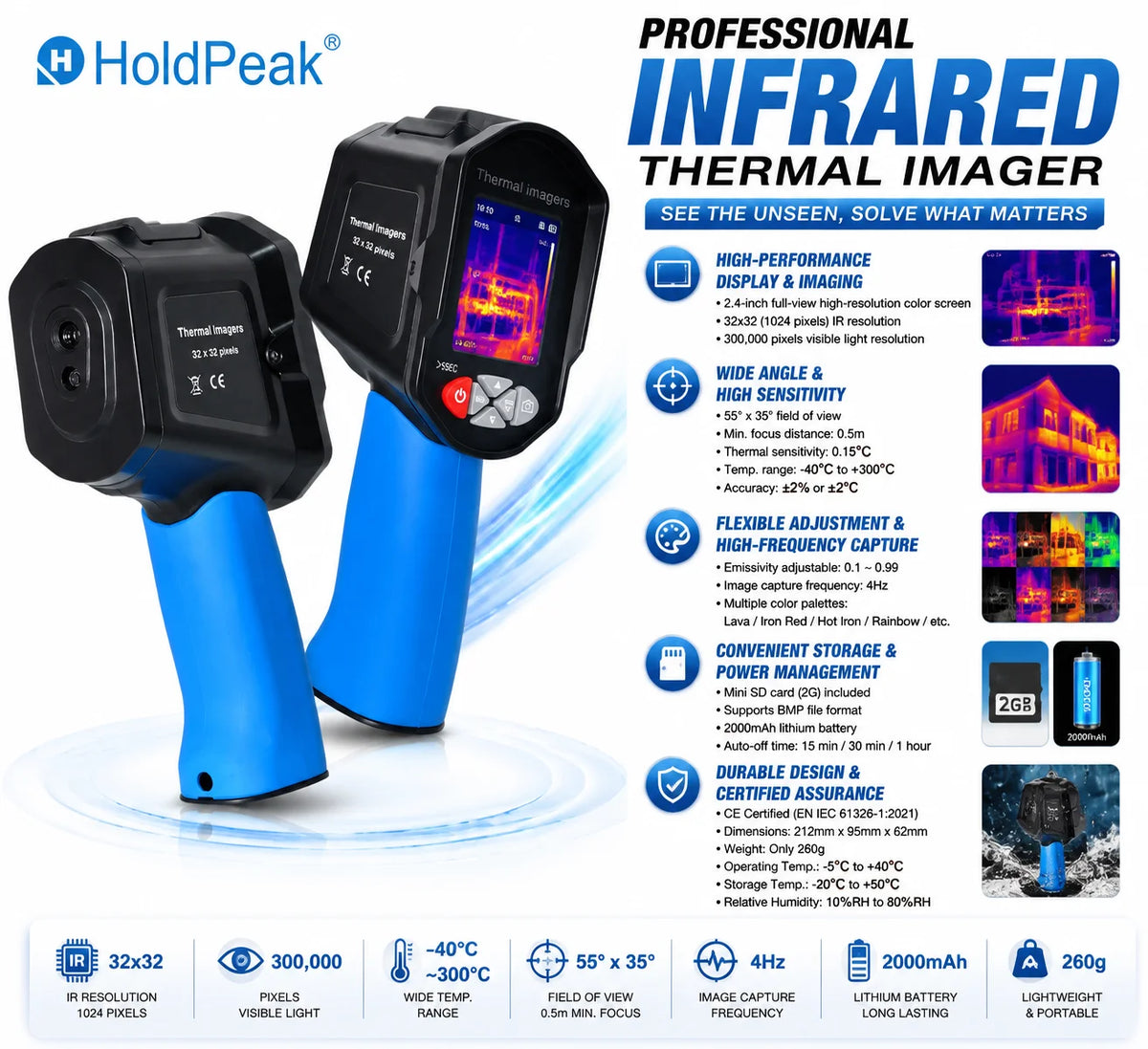 Pixels Infrared Thermal Imaging Camera, Megapixel Visible Image Temperature — product view 1