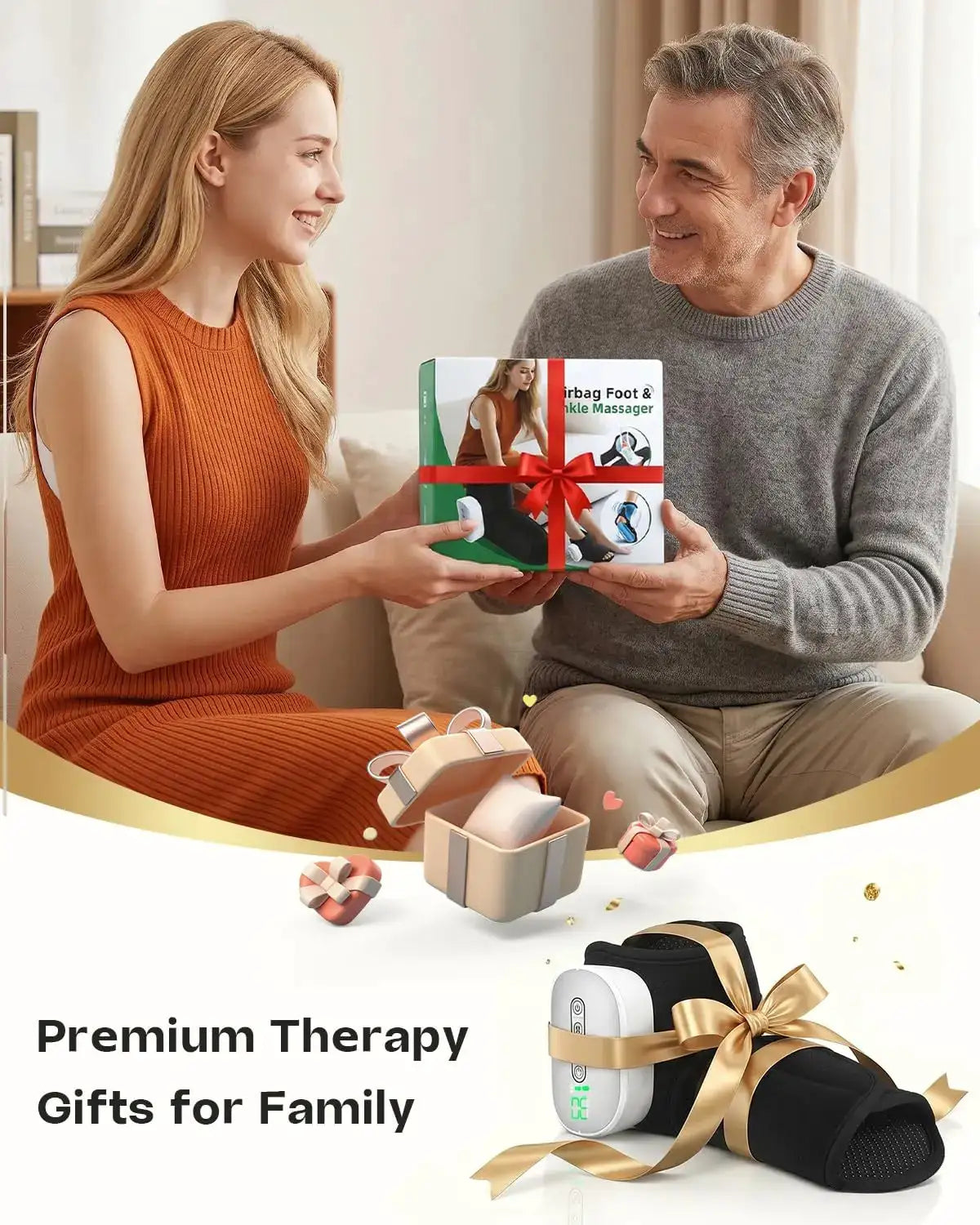 Ankle Foot Massager with Heat and Air Compression Cordless Electric Calf Foot Ankle Joint Pain Relief Hot Compress Therapy for Plantar Fasciitis Foot Arthritis Swollen Ankle Blood Circulation Relaxation 3000mAh Battery (225 c