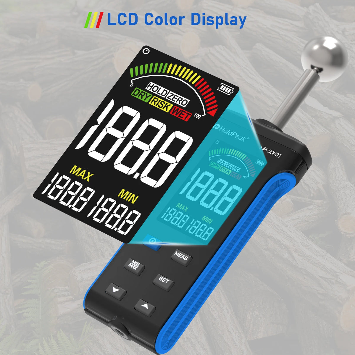 Non-Contact Wood Moisture Meter, Pinless Depth, HD Digital — product view 5