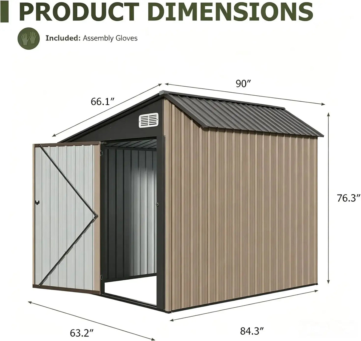 8x6ft Lean To Outdoor Storage Shed With Sloping Roof Metal Tool Shed With Lockable Door And Air Vents For Backyard Garden Patio Lawn