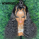 34-Inch HD Lace Front Water Wave Wig Curly Human Hair