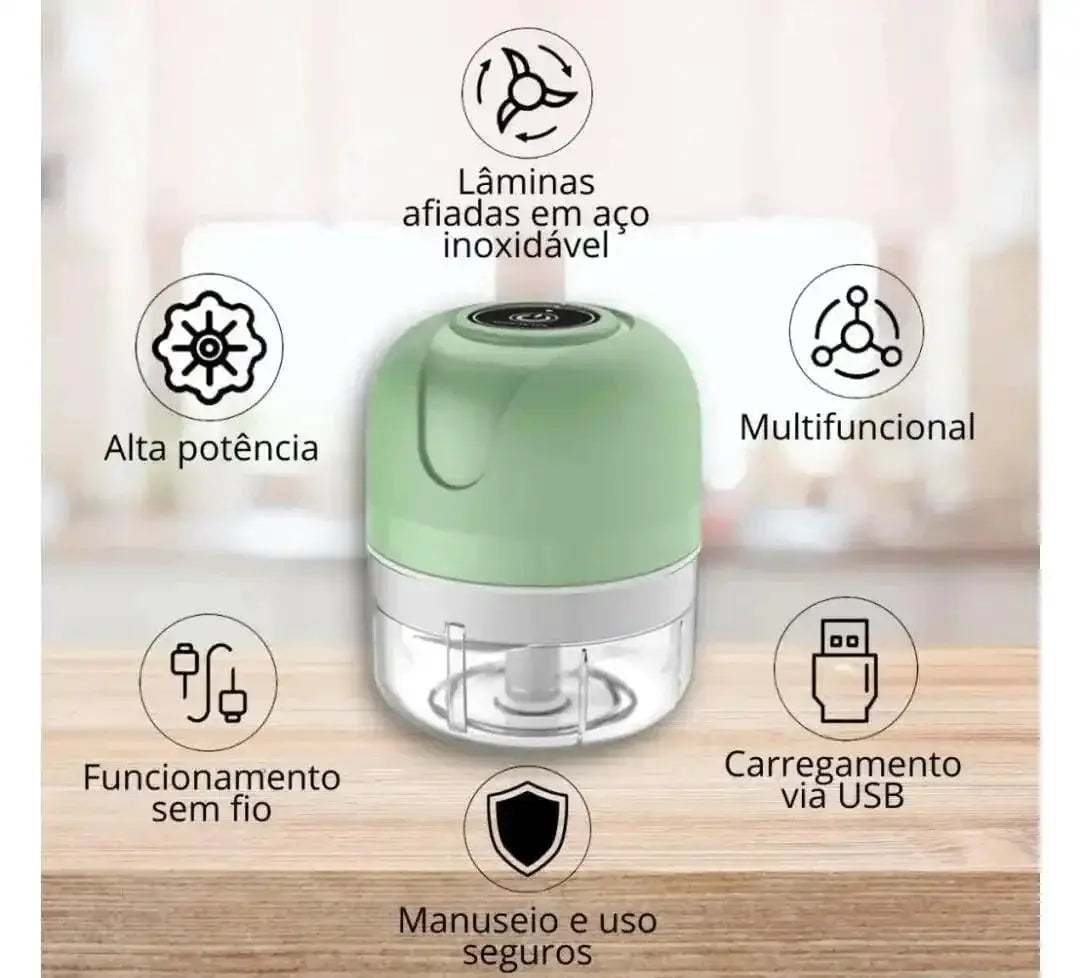 Mini Electric Food Processor 250ml USB 3 Blades Portable