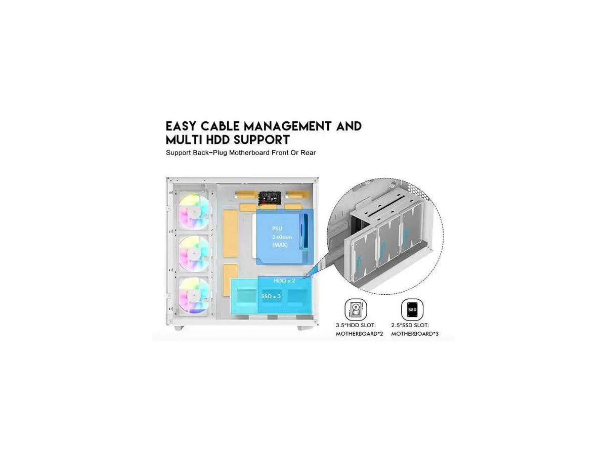 DIYPC White Dual-Chamber PC Case — product view 6