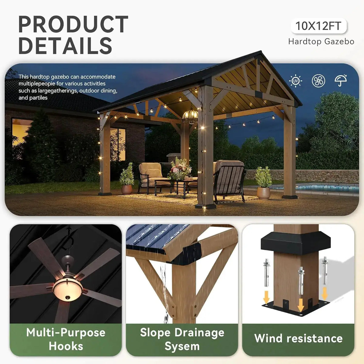 Nordivale 12x10ft Outdoor Gazebo