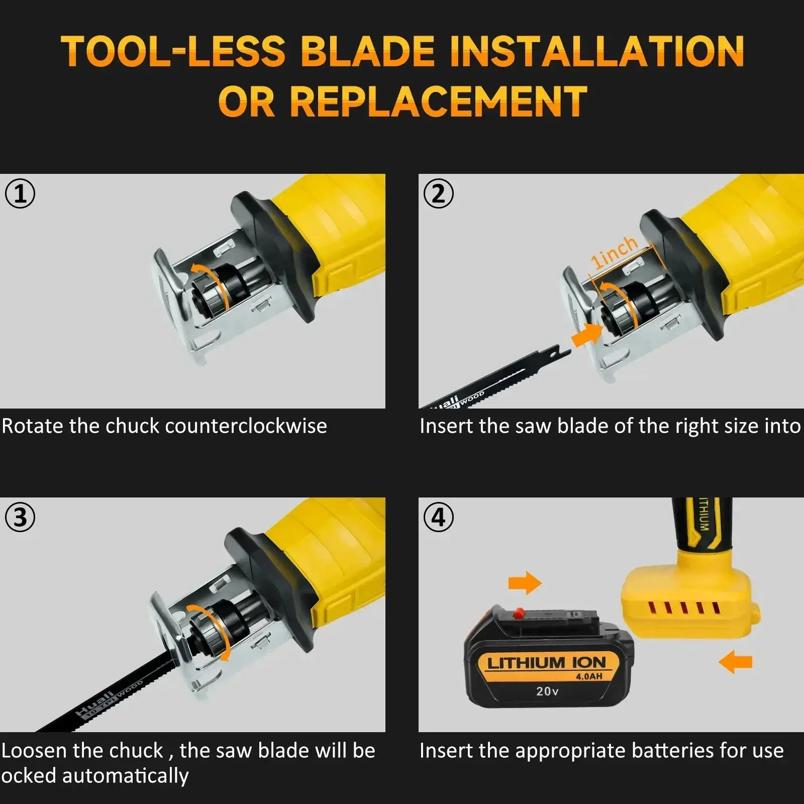 20V Reciprocating Saw 0 To 3000 SPM Ergonomic Tool