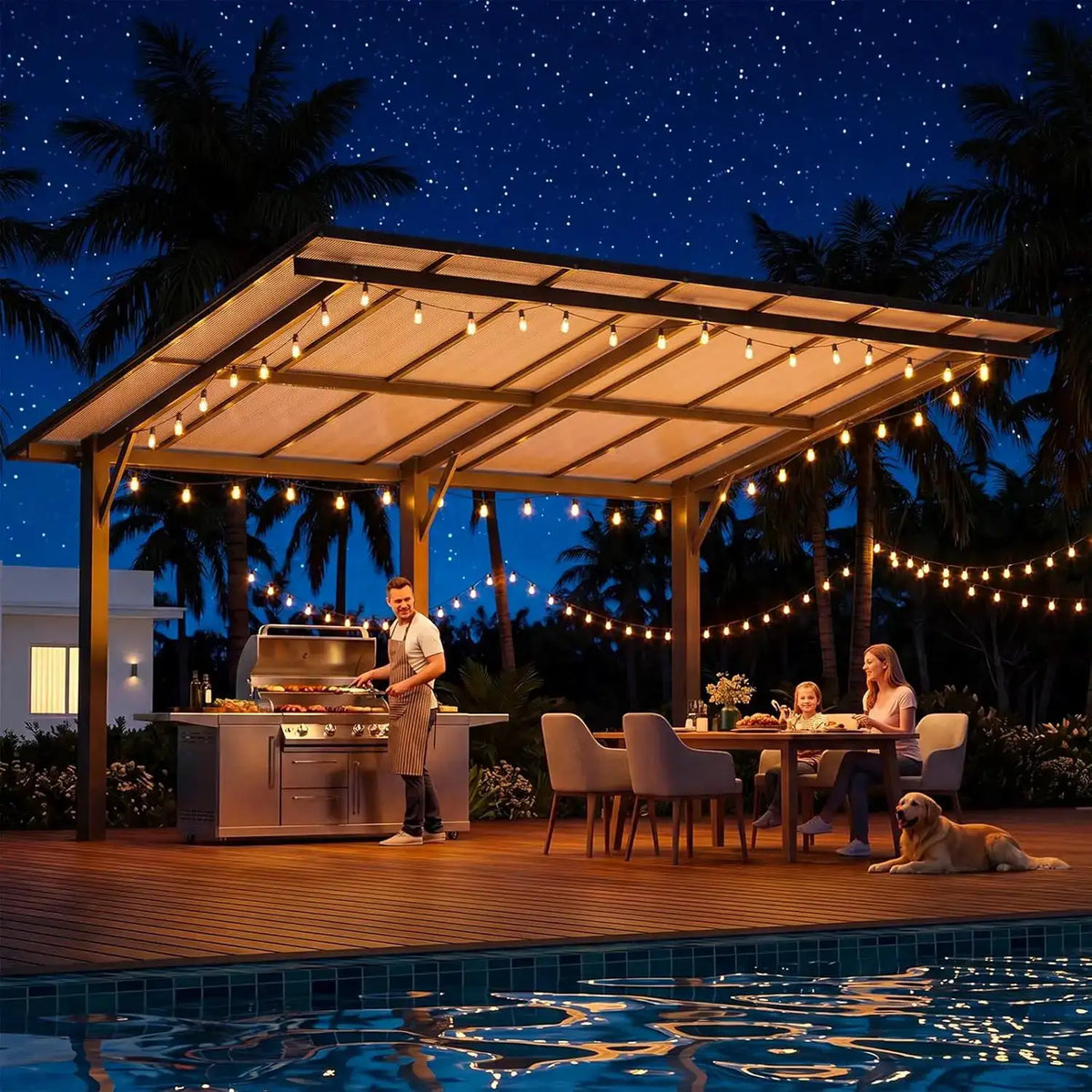 Nordivale 14x10FT Hardtop Gazebo Heavy Duty Metal Pergola with Roof Freestanding Carport for Patio Backyard 4.72 Inch Thick Support Posts Black