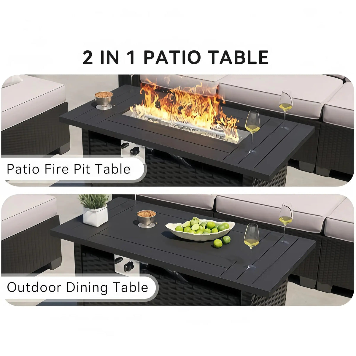 Brown Outdoor Gas Fire Pit Table