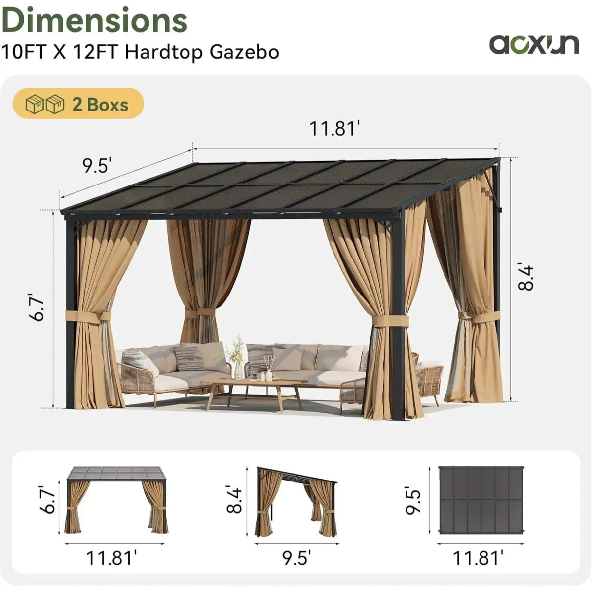Brown Wall Mounted Pergola With Canopy