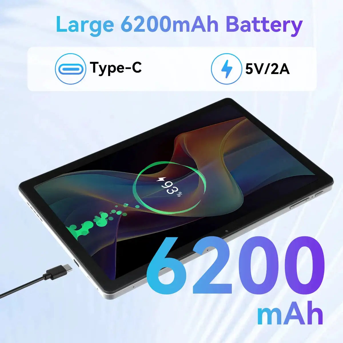 BUFO Octa‑Core Android 15 Tablet US Local Warehouse, 10.1 Inch IPS HD Screen Widevine L1 Support 30GB(6+24) RAM 128GB ROM 6200mAh Battery TF 1TB Expand Dual Camera