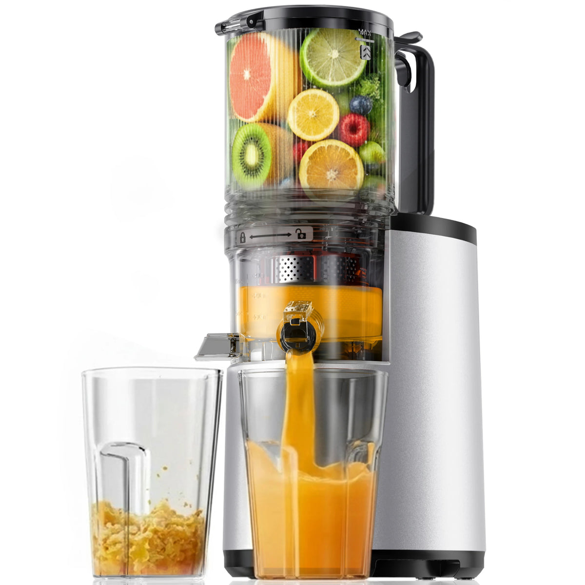 EUHOMY Stainless Steel Cold Press Slow Juicer, Feed Chute — product view 1