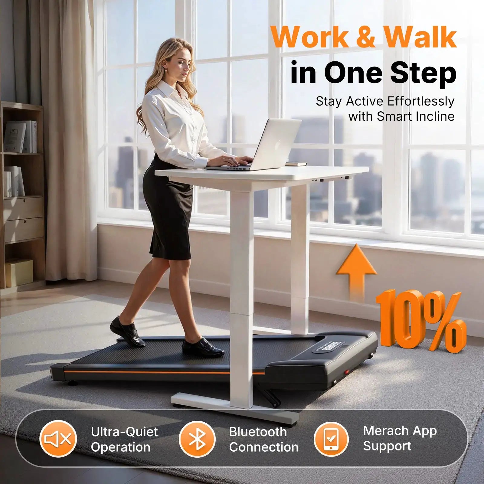 MERACH Walking Pad Treadmill 2in1 Low Noise Running Pad 330LBS Capacity LED Display Phone Holder Fitness Exercise Machine for Home Gym