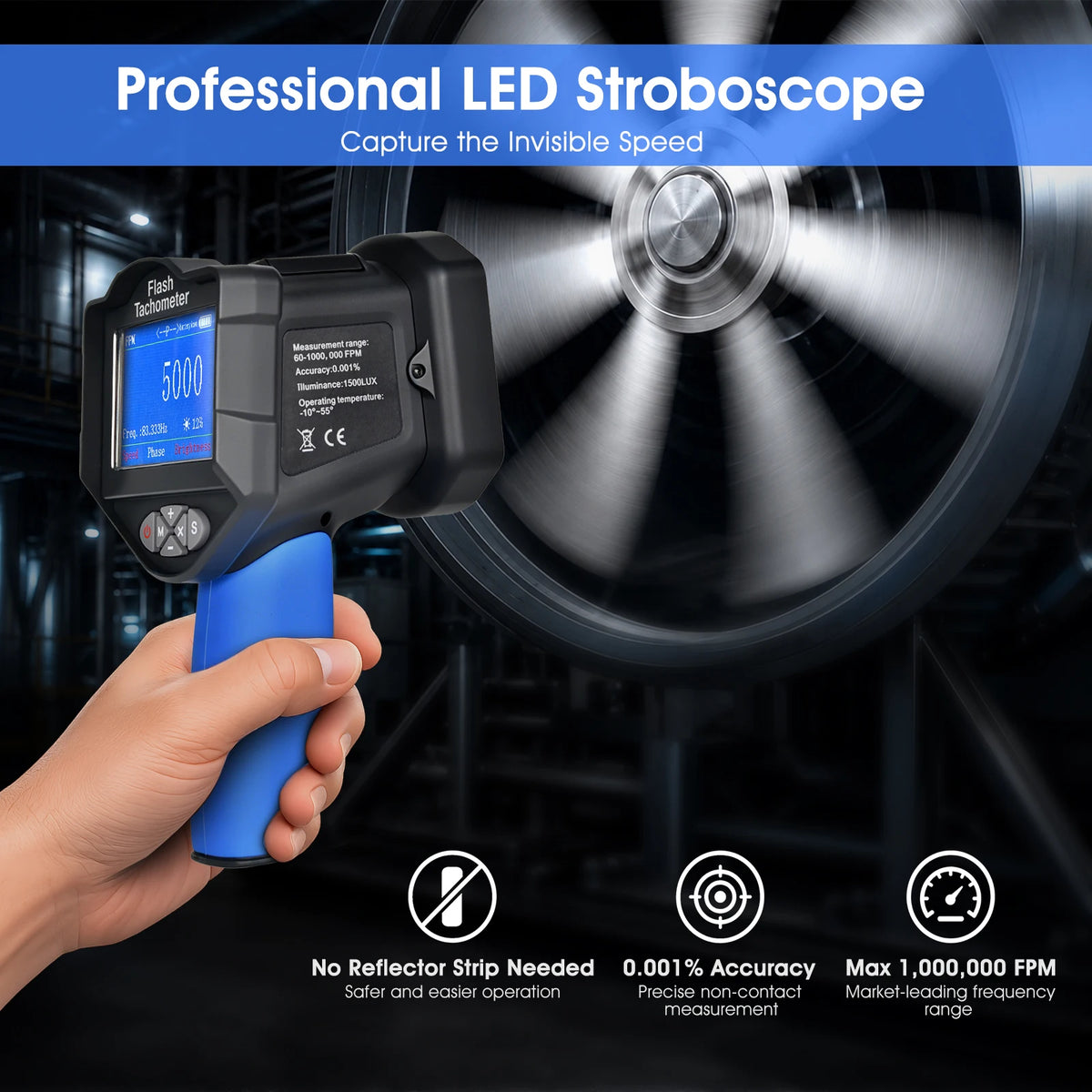 LED Stroboscope RPM Digital Strobe Tachometer Non-Contact Speed — product view 3