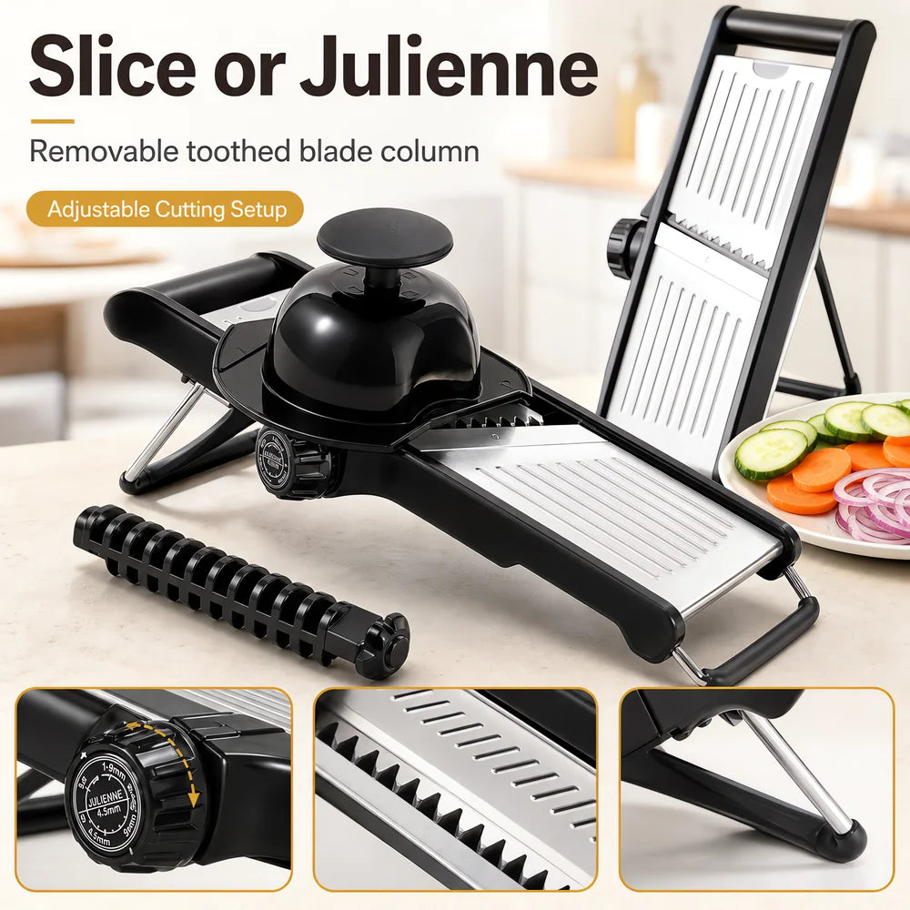 Adjustable Mandoline Slicer with Food Holder, Stainless Steel — product view 5