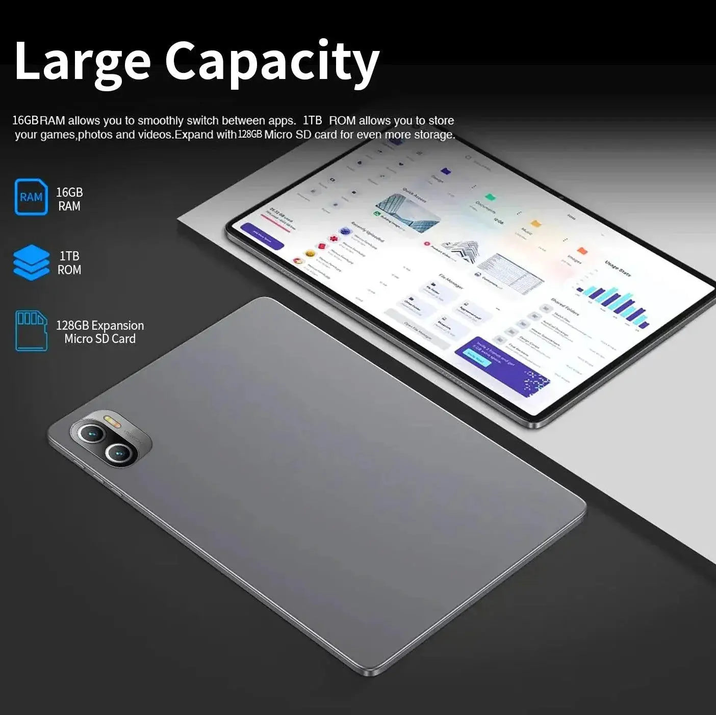 2024 High Performance Android Tablet 16GB RAM 1TB Storage